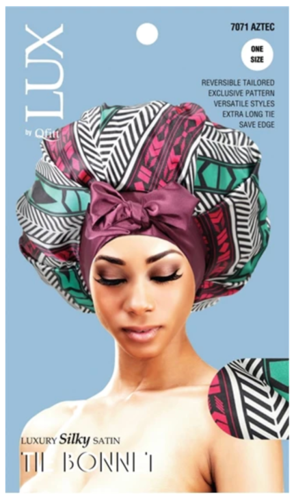Lux by QFitt Luxury Silky Satin Tie Hair Bonnet