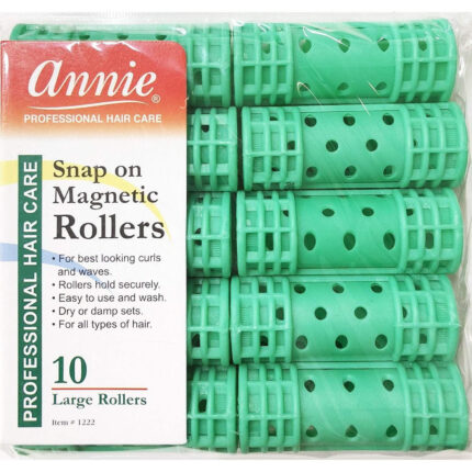 Annie Snap On Magnetic Hair Rollers in Green (10 in a Pack) Large
